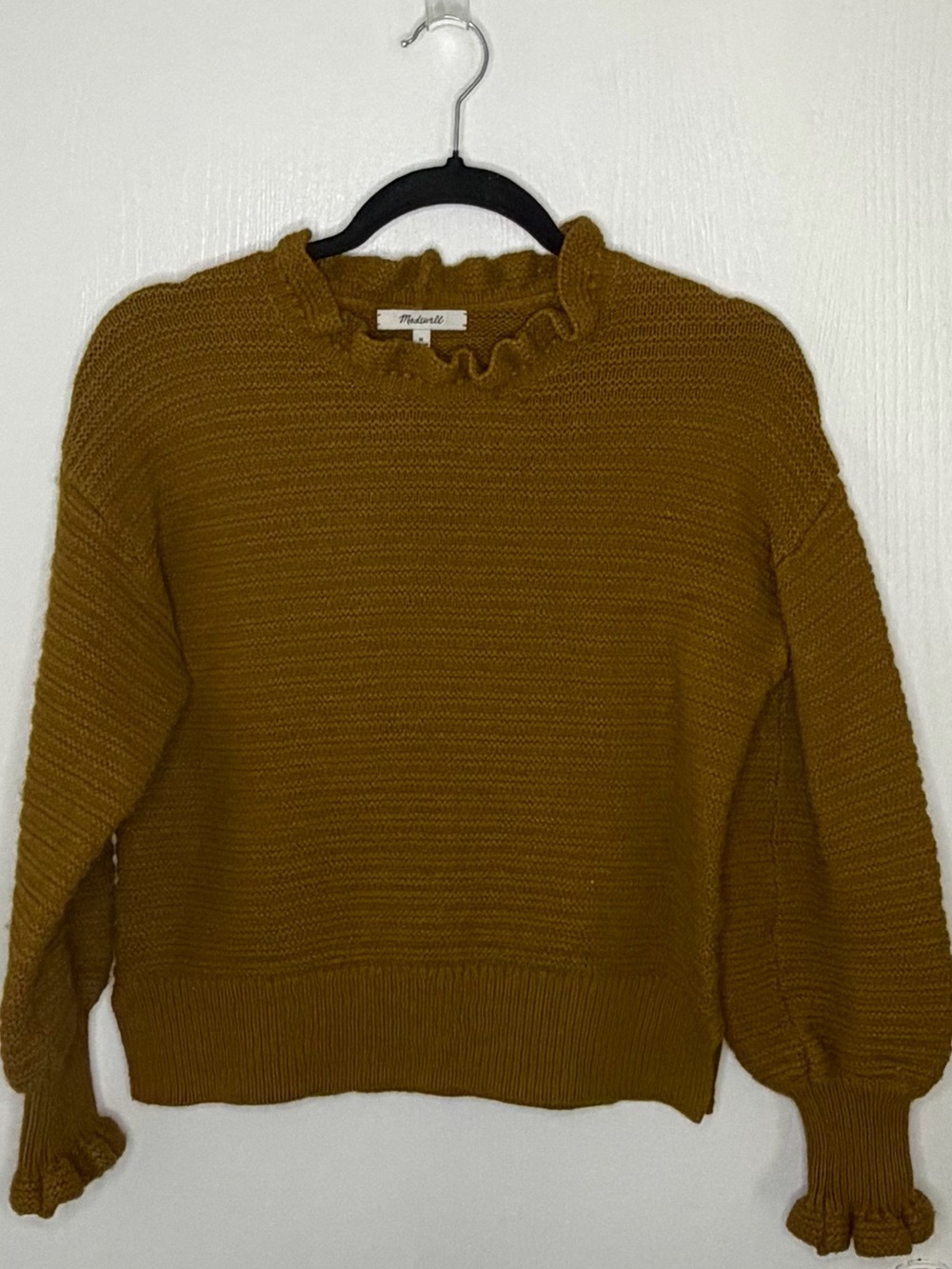 Madewell Mustard Ruffle-Neck Knit Sweater - Women